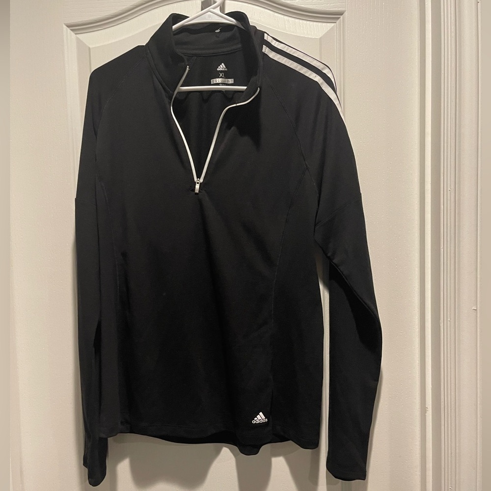 Adidas new hooded black long sleeve pull over jacket size XL